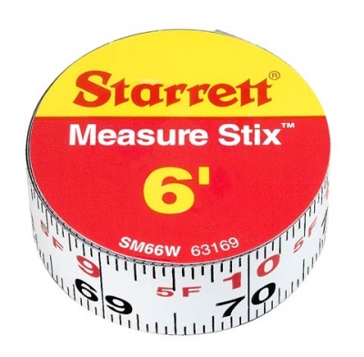SM412WRL Measure stix- steel measure tape with adhesive backing 1/2x12',  reading right to left: Manson Tool & Supply